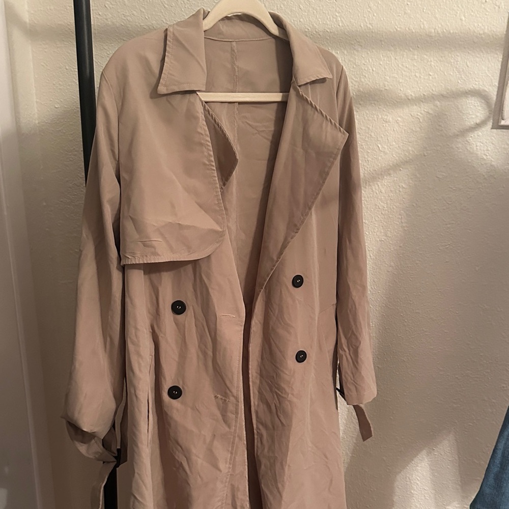 SHEIN Tan Double-Breasted Trench Coat